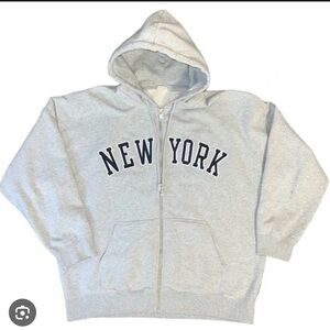 Brandy Melville Light Grey NEW YORK Zip-Up Hoodie